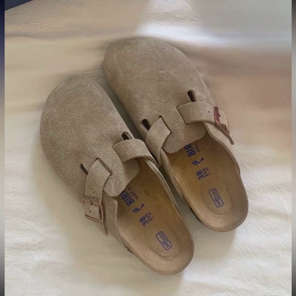 Birkenstock Men's Beige Suede Slip-Ons - Picture 1 of 6